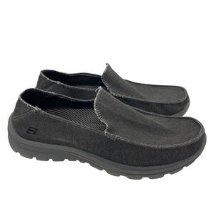 SKECHERS men’s gray Superior canvas memory foam loafer sneakers Size 9.5